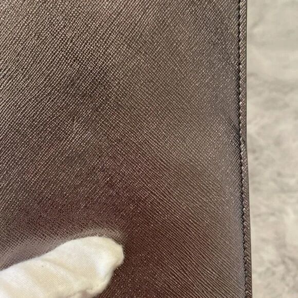 BNWT Nordstrom Patent Saffiano Gunmetal Leather Passport Wallet Luggage Tag $120 - Picture 12 of 12